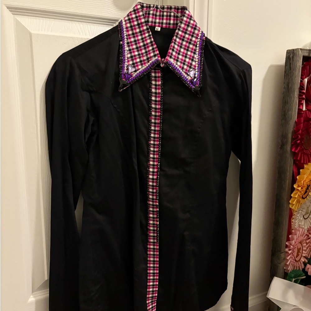 Women’s Black and Pink Checkered Show Shirt